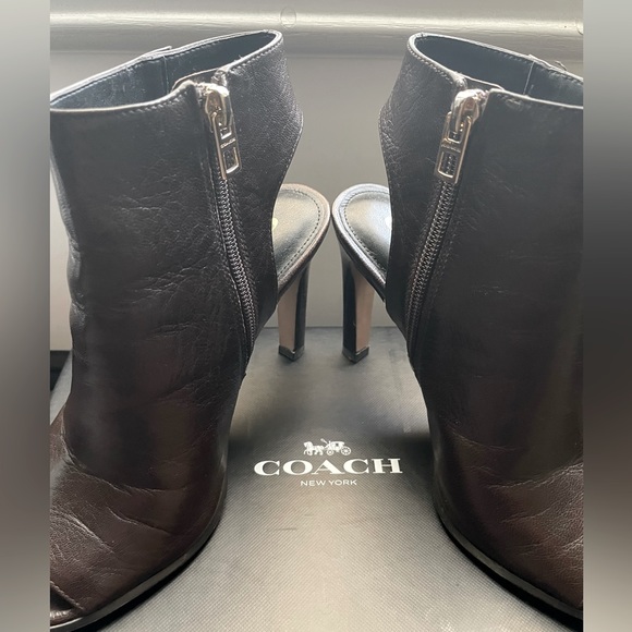 Coach Izzie Brown Peep Toe Ankle Slender Stacked Heel Shoe Bootie Chestnut 5.5 - Picture 5 of 10